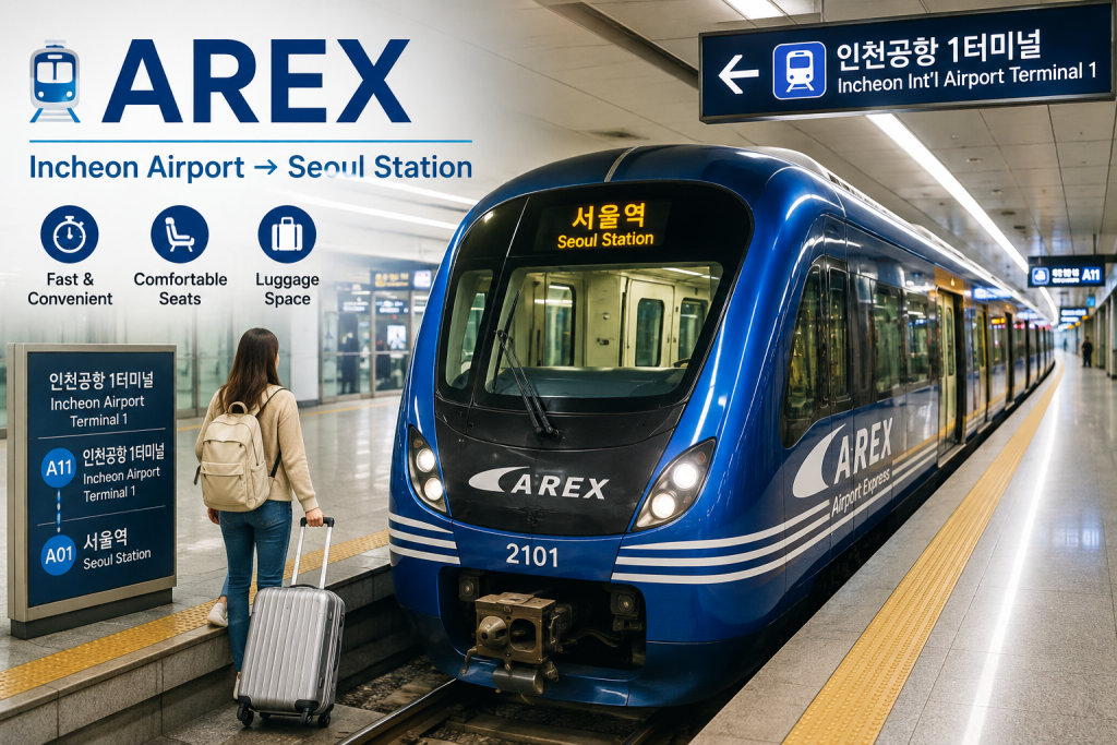 AREX Express Train from Incheon Airport to Seoul Station